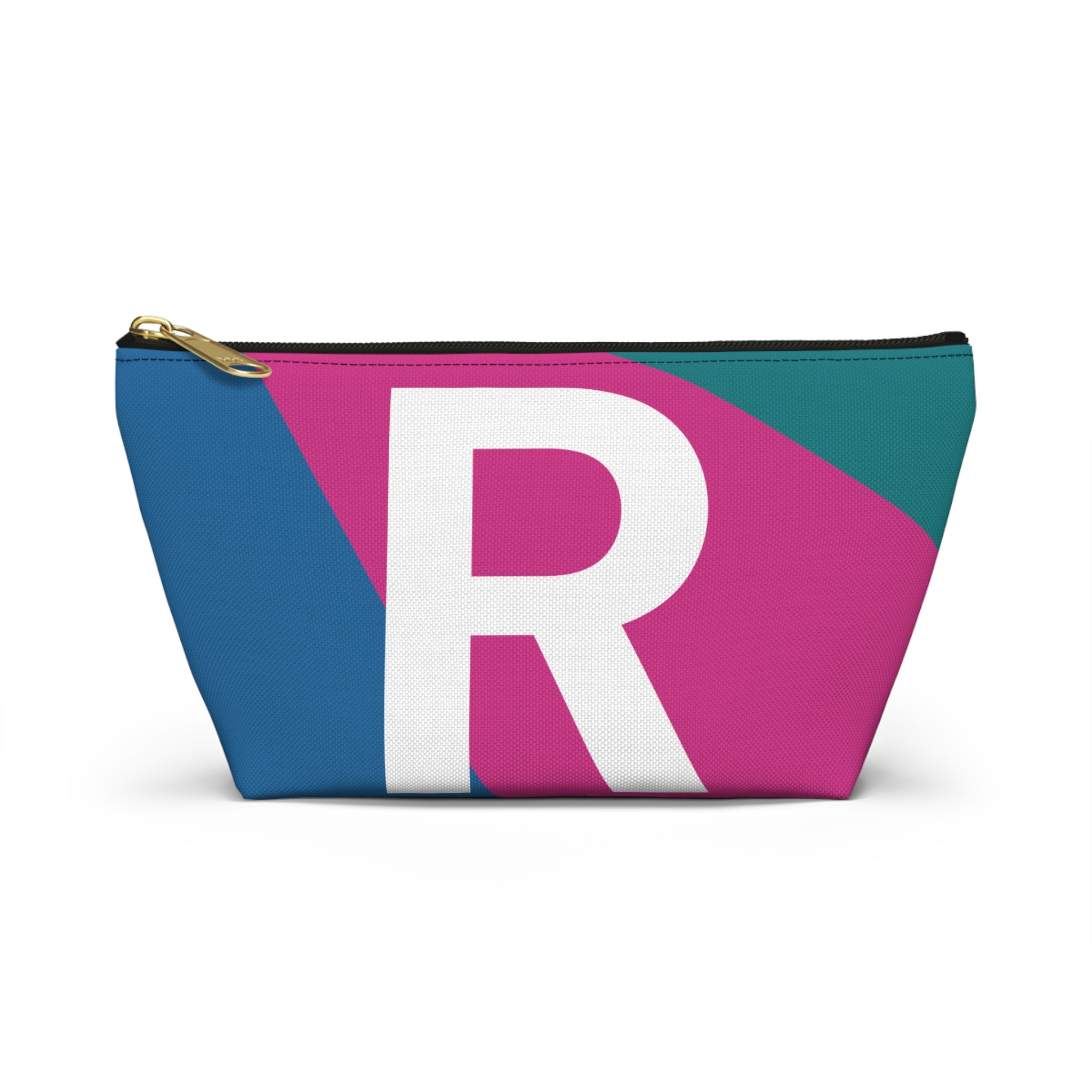 Initials Colorblock Accessory Pouch — Monogram R T-Bottom Cosmetic Bag