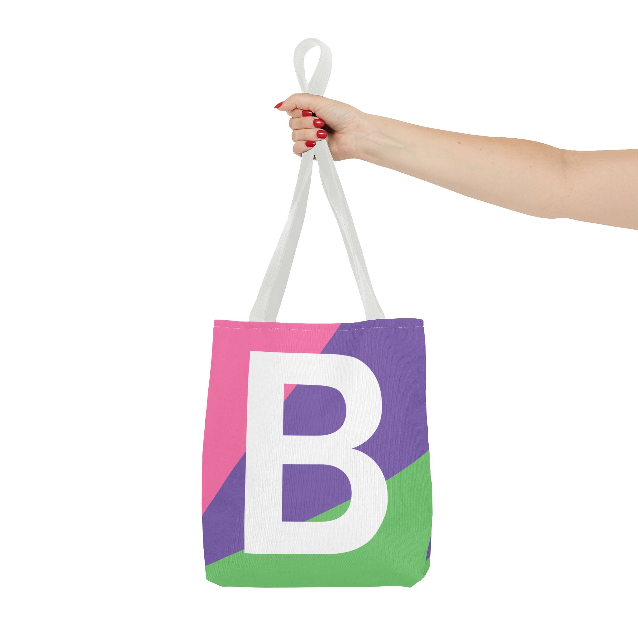 Monogram 'B' Colorblock Tote Bag — Personalized Initial B Shoulder Tote