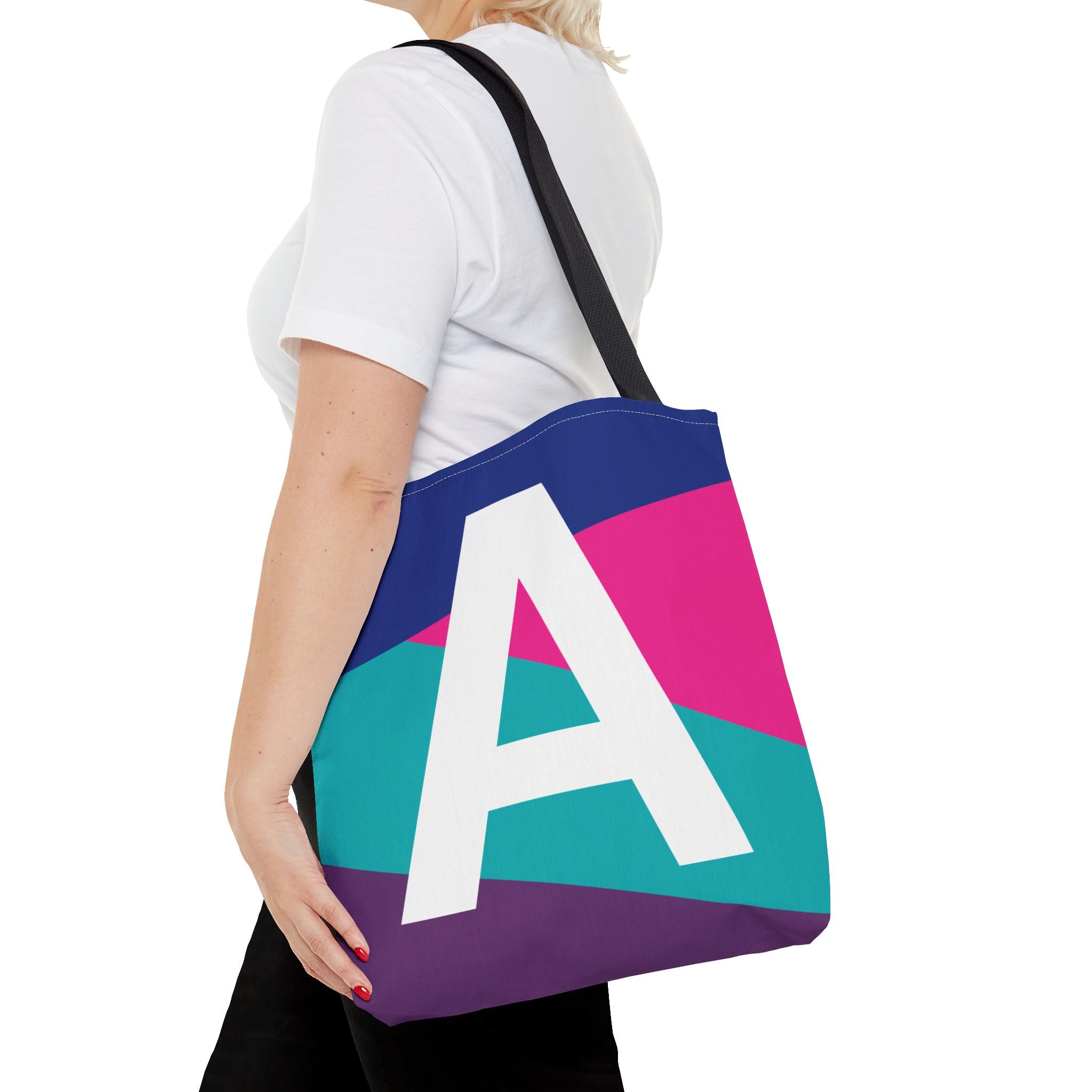 Monogram 'A' Colorblock Tote Bag — Personalized Initial A Shoulder Tote