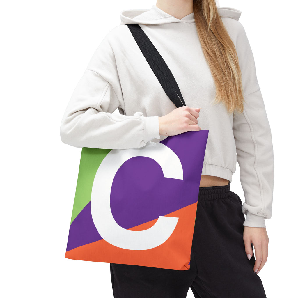 Monogram 'C' Colorblock Tote Bag — Personalized Initial C Shoulder Tote