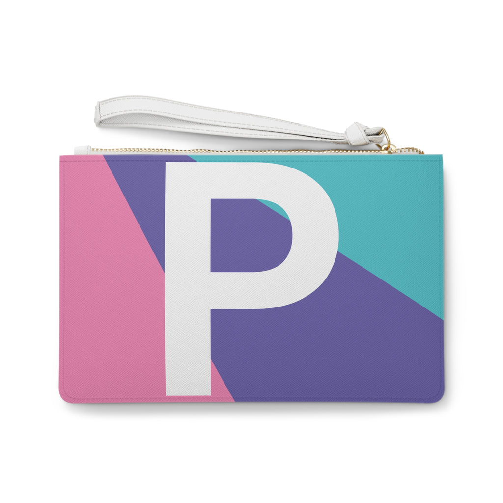 Monogram 'P' Colorblock Clutch Bag — Bold Geometric Wristlet for Everyday & Gifts