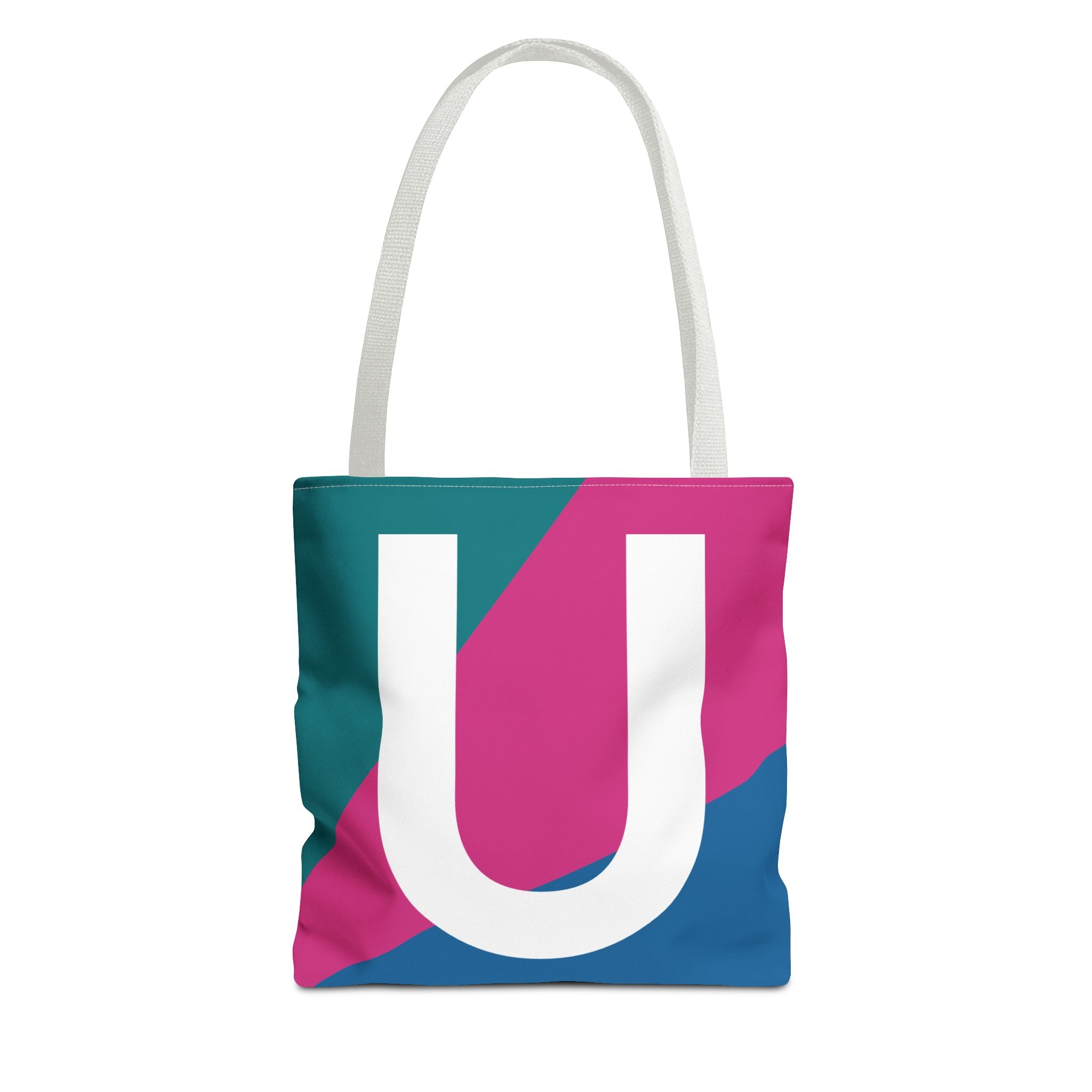 Monogram 'U' Colorblock Tote Bag — Personalized Initial U Shoulder Tote