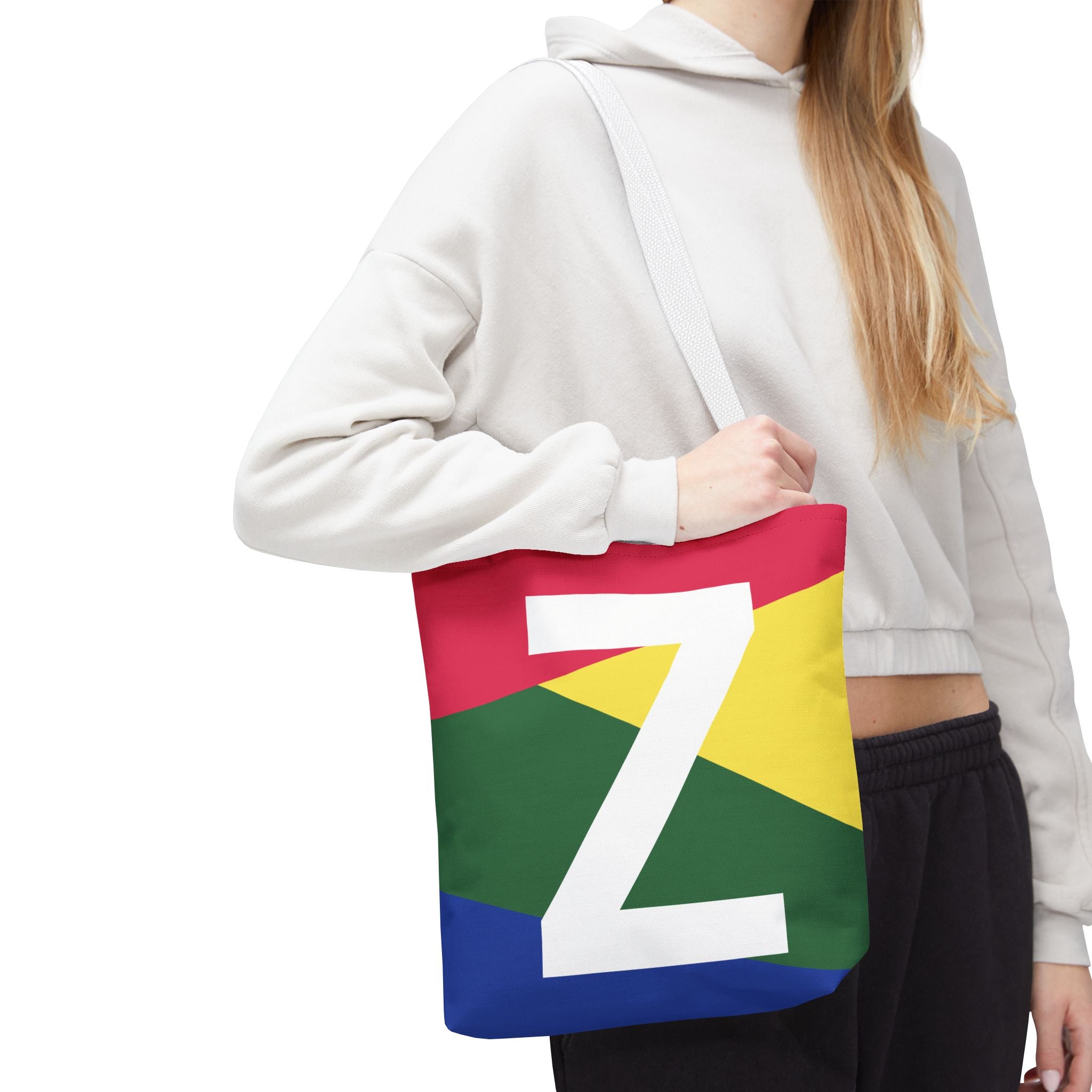 Monogram 'Z' Colorblock Tote Bag — Personalized Initial Z Shoulder Tote