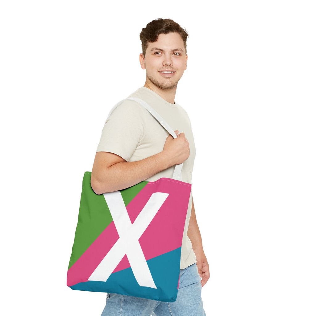 Monogram 'X' Colorblock Tote Bag — Personalized Initial X Shoulder Tote
