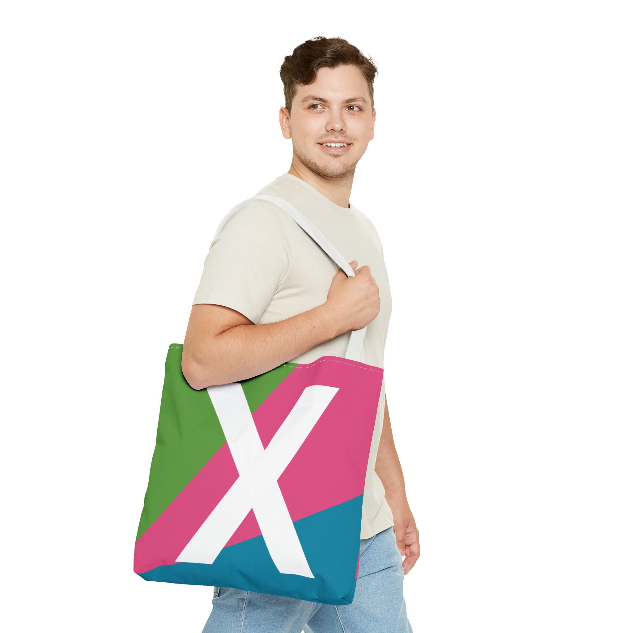 Monogram 'X' Colorblock Tote Bag — Personalized Initial X Shoulder Tote