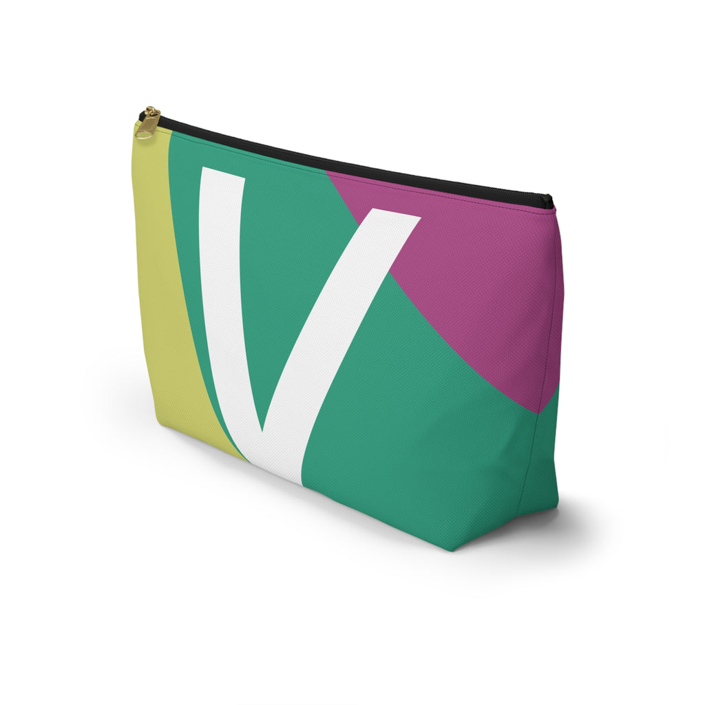 Initials Colorblock Accessory Pouch — Monogram V T-Bottom Cosmetic Bag