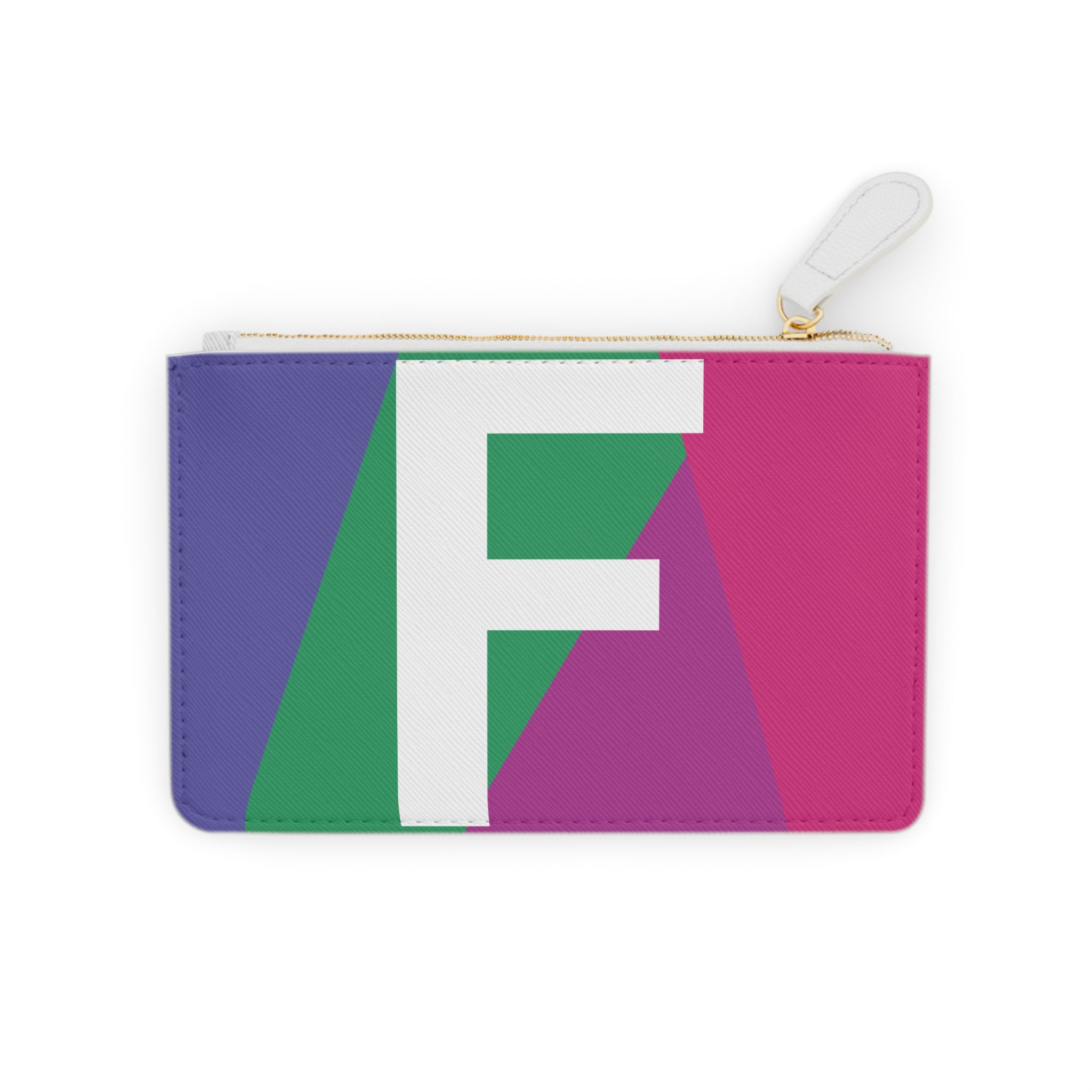 Initial F Mini Clutch — Colorblock Monogram Wristlet Wallet
