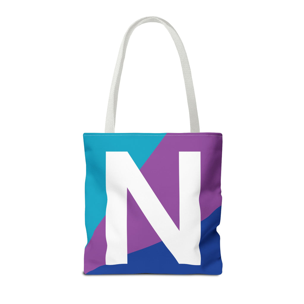 Monogram 'N' Colorblock Tote Bag — Personalized Initial N Shoulder Tote