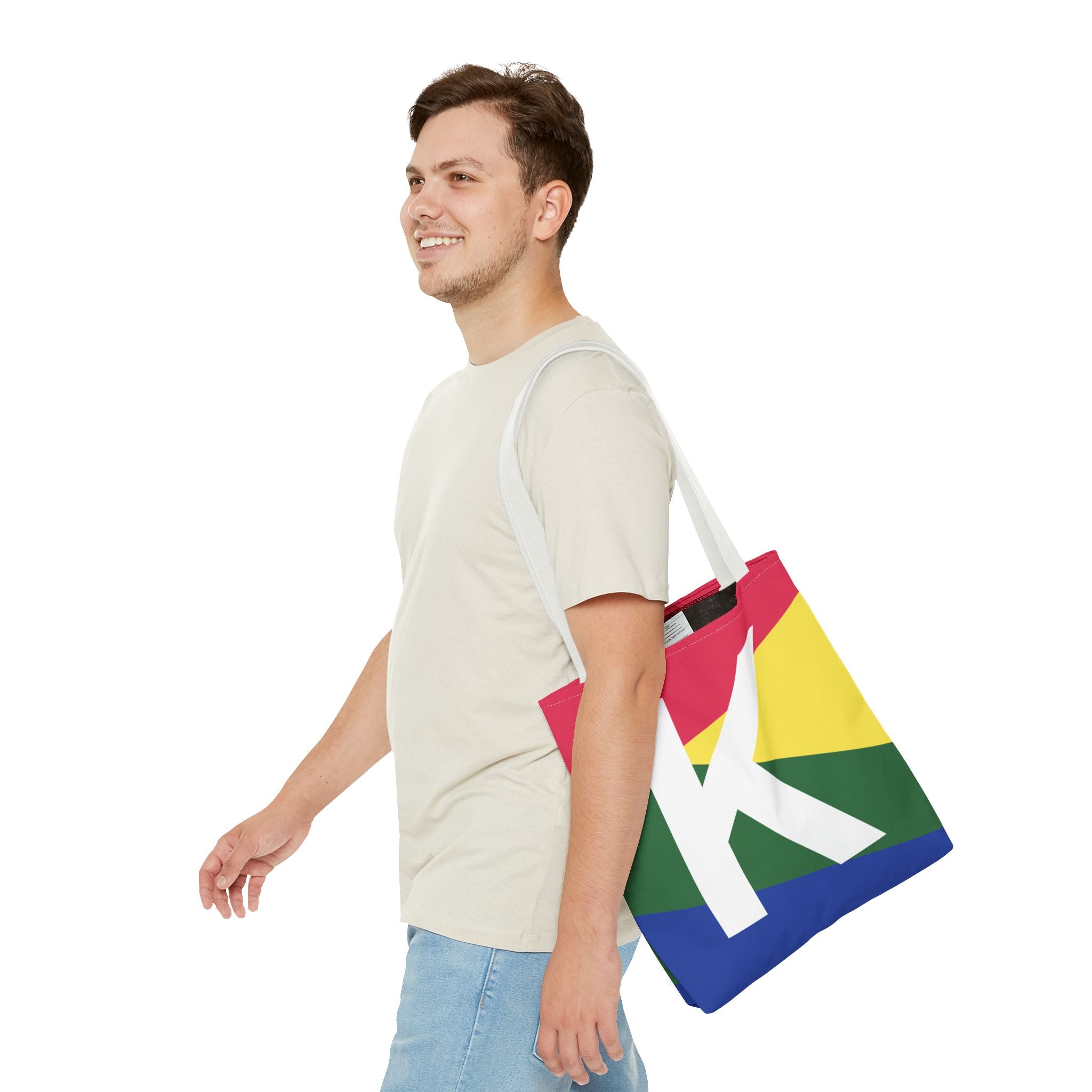 Monogram 'K' Colorblock Tote Bag — Personalized Initial K Shoulder Tote