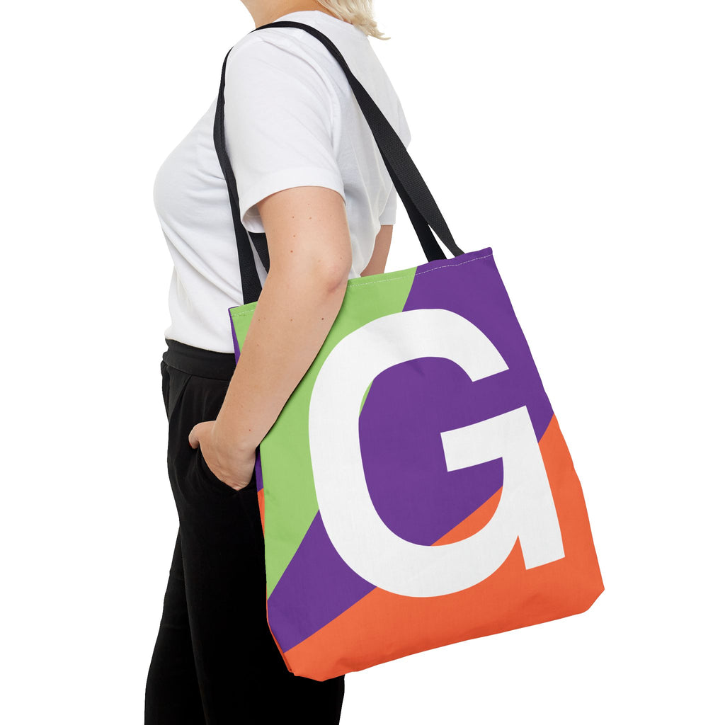 Monogram 'G' Colorblock Tote Bag — Personalized Initial G Shoulder Tote