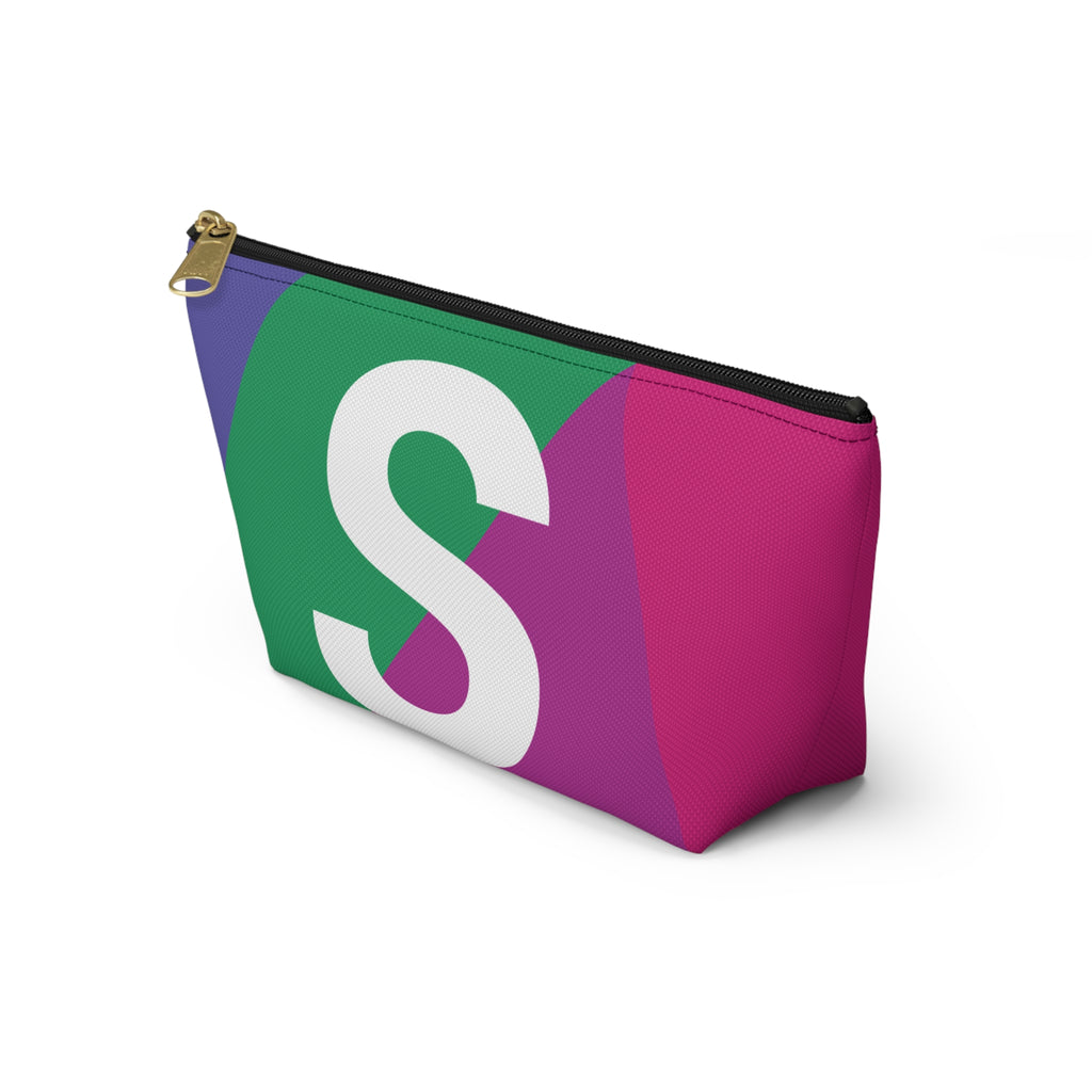 Initials Colorblock Accessory Pouch — Monogram S T-Bottom Cosmetic Bag
