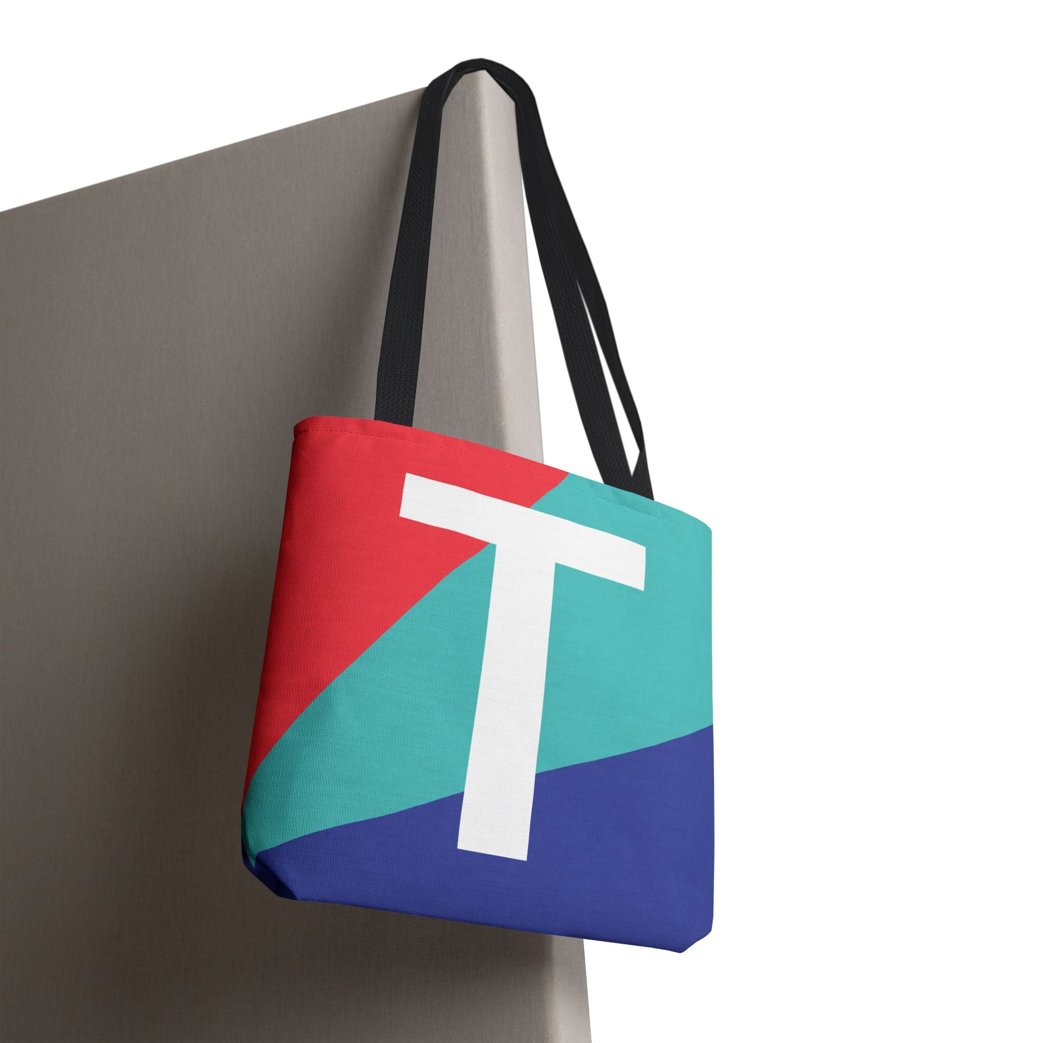 Monogram 'T' Colorblock Tote Bag — Personalized Initial T Shoulder Tote
