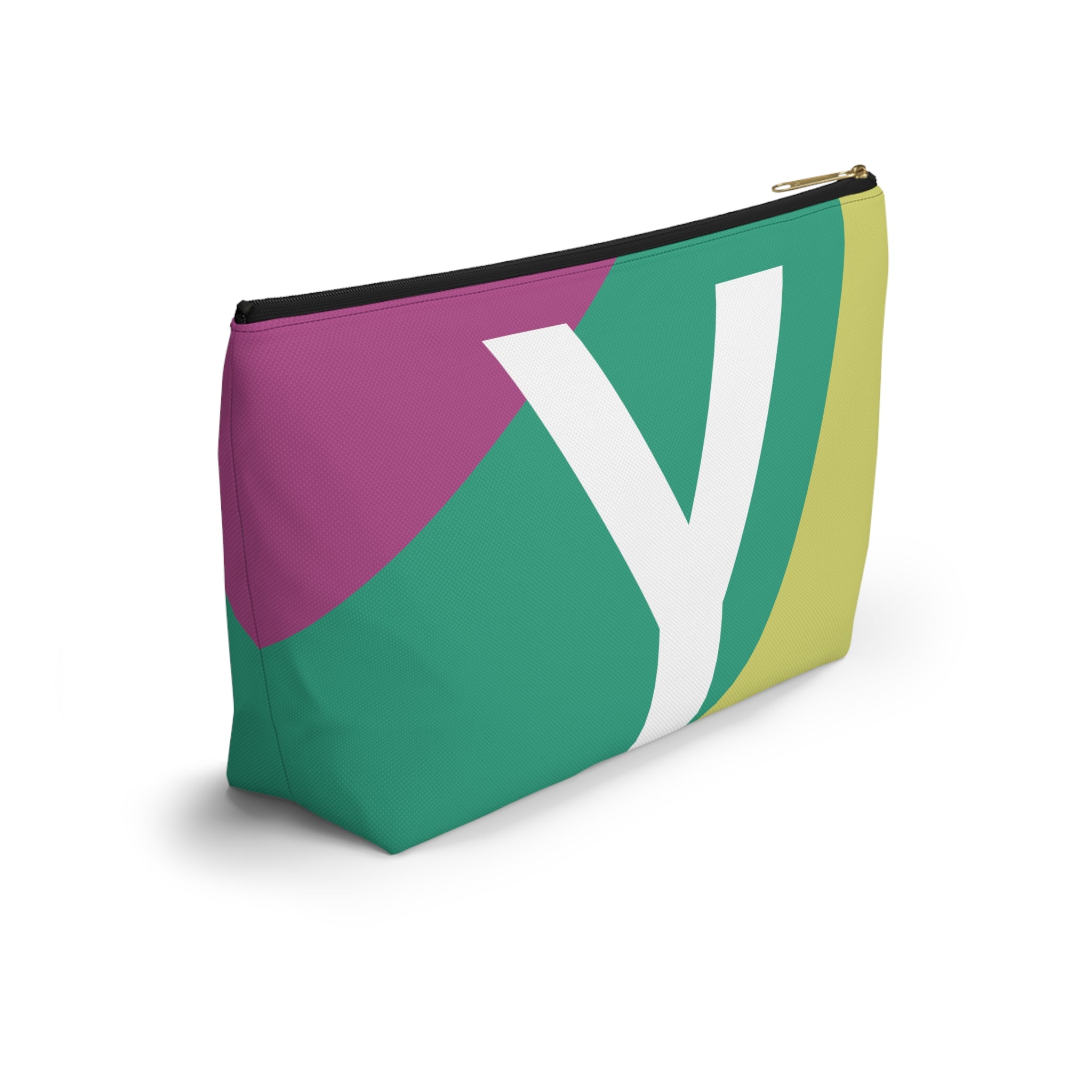 Initials Colorblock Accessory Pouch — Monogram Y T-Bottom Cosmetic Bag
