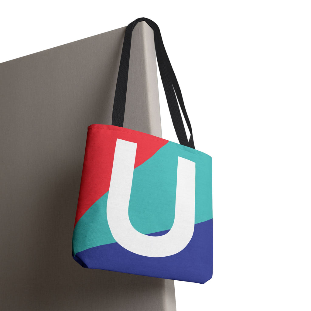 Monogram 'U' Colorblock Tote Bag — Personalized Initial U Shoulder Tote