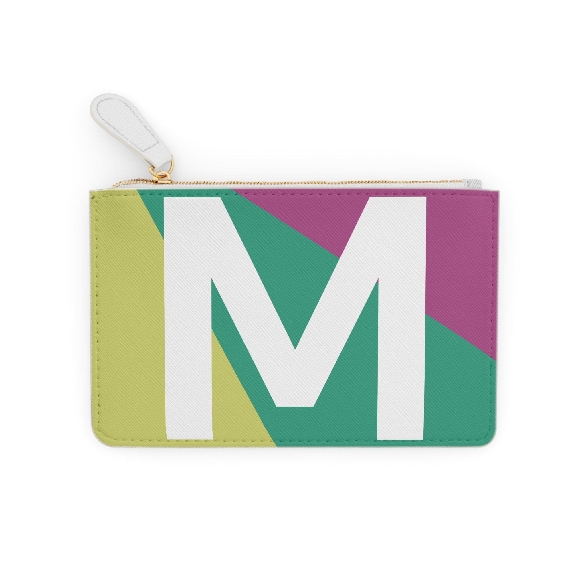 Initial M Mini Clutch — Colorblock Monogram Wristlet Wallet