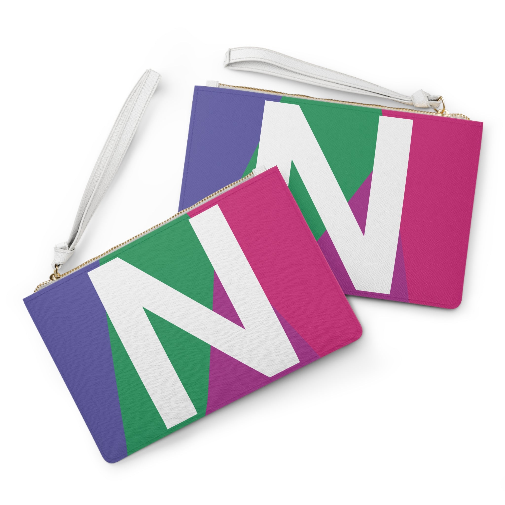 Monogram 'N' Colorblock Clutch Bag — Bold Geometric Wristlet for Everyday & Gifts