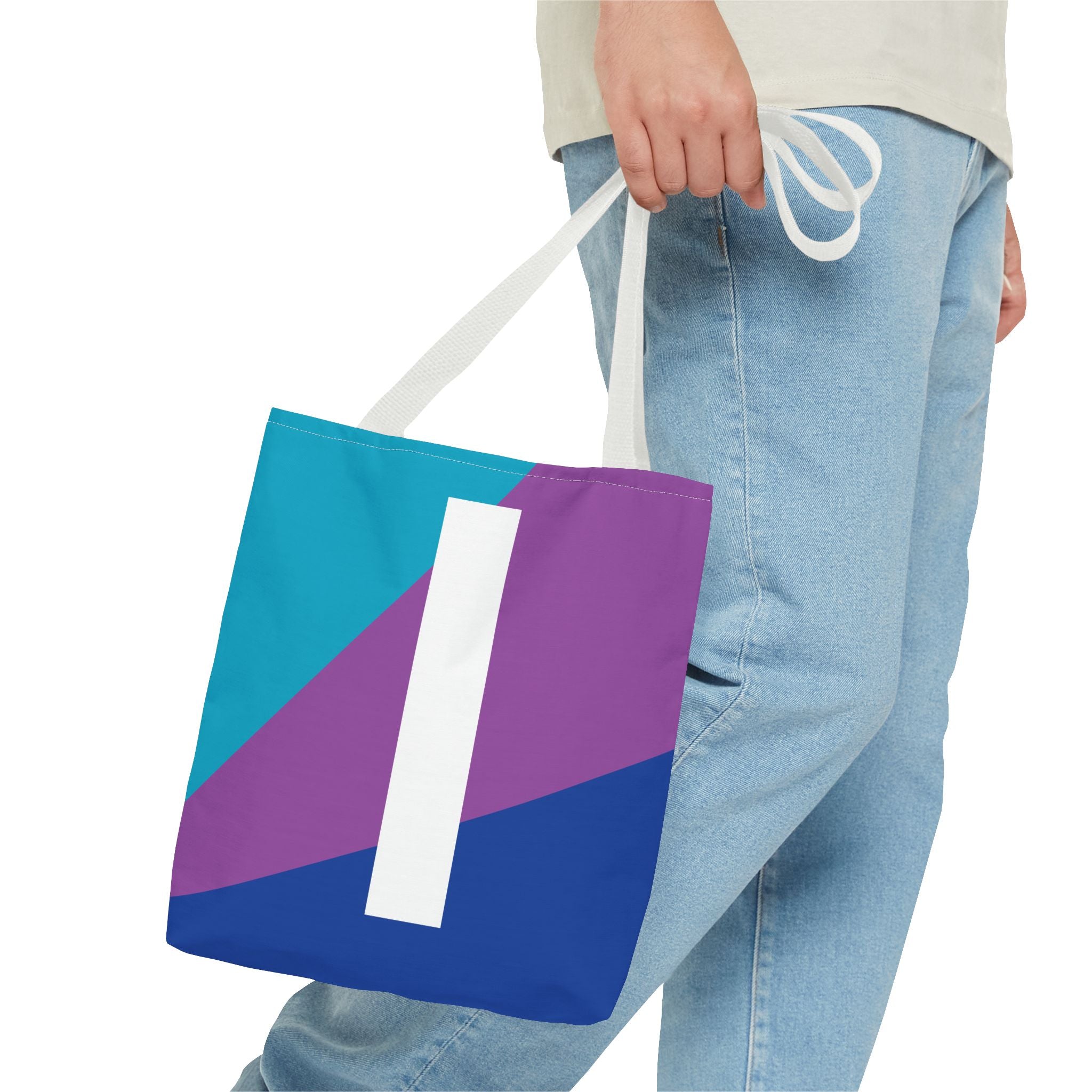 Monogram 'I' Colorblock Tote Bag — Personalized Initial I Shoulder Tote