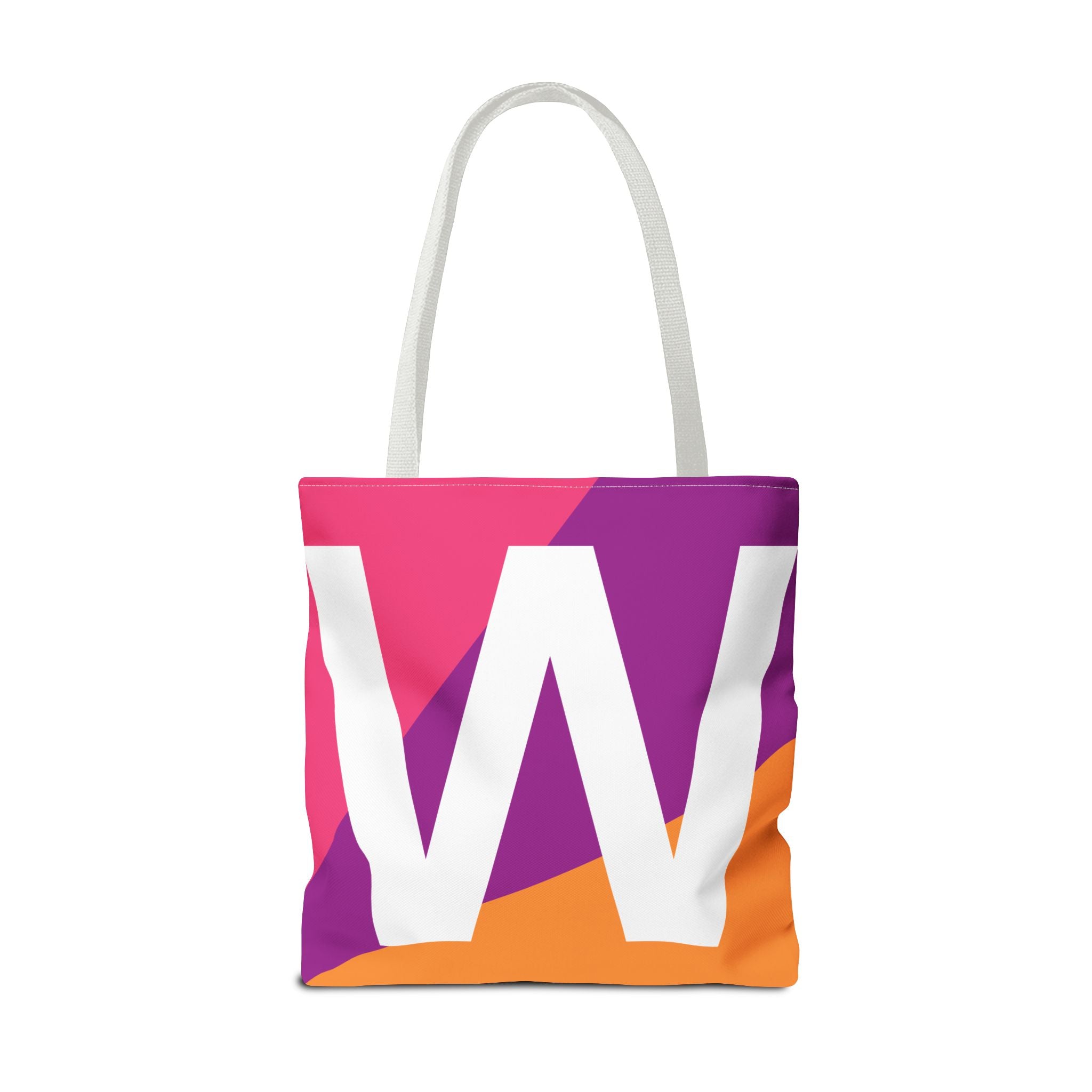 Monogram 'W' Colorblock Tote Bag — Personalized Initial W Shoulder Tote