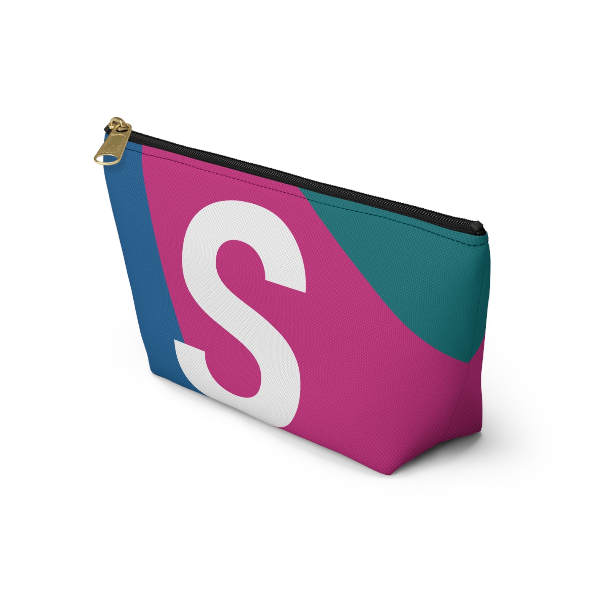 Initials Colorblock Accessory Pouch — Monogram S T-Bottom Cosmetic Bag