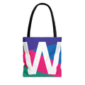 Monogram 'W' Colorblock Tote Bag — Personalized Initial W Shoulder Tote