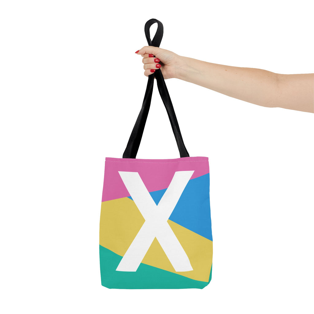 Monogram 'X' Colorblock Tote Bag — Personalized Initial X Shoulder Tote