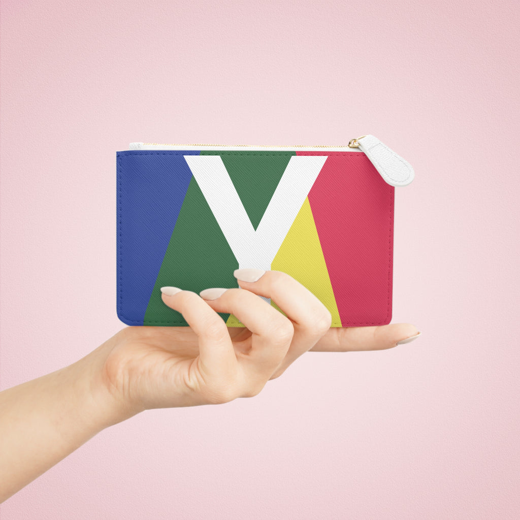 Initial Y Mini Clutch — Colorblock Monogram Wristlet Wallet