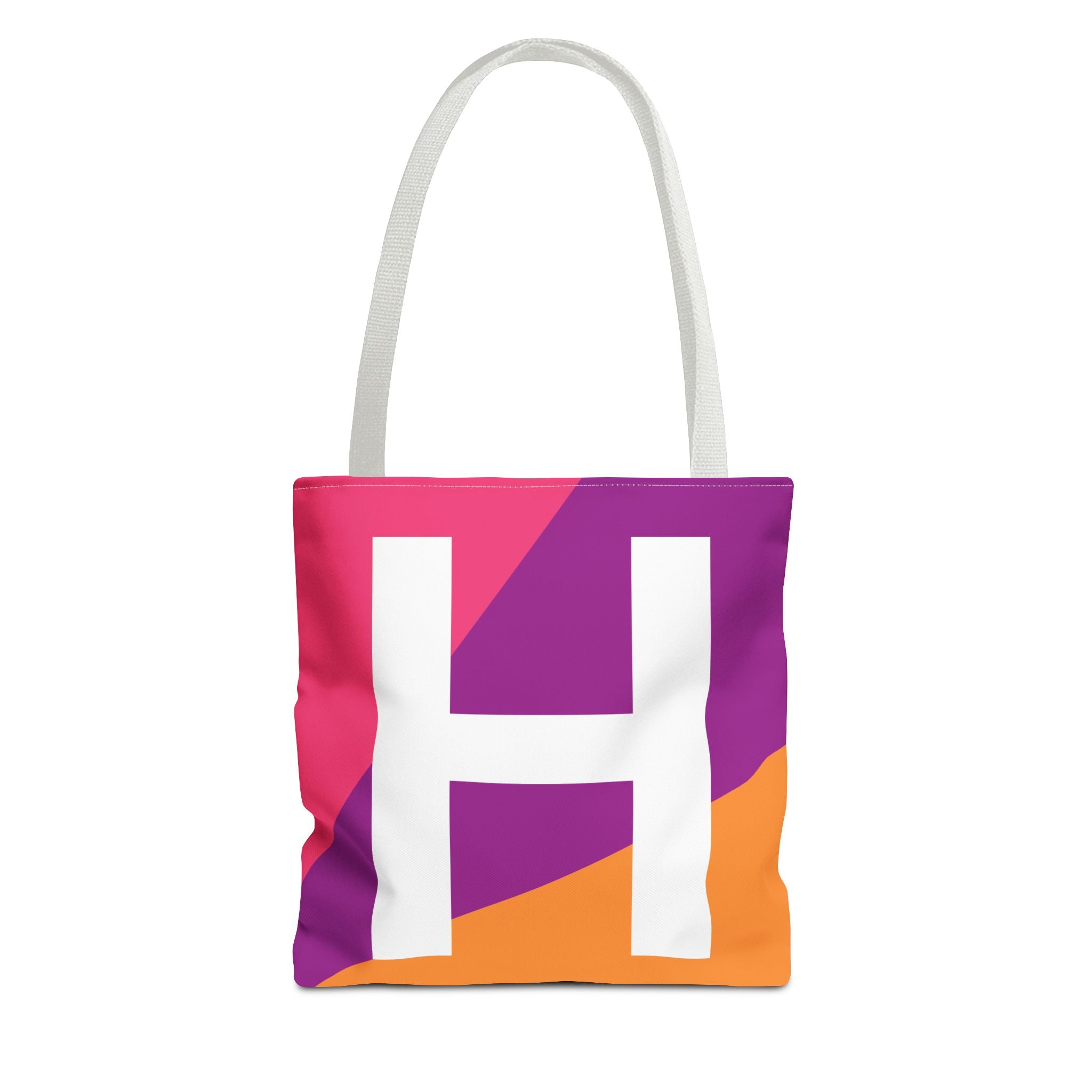 Monogram 'H' Colorblock Tote Bag — Personalized Initial H Shoulder Tote