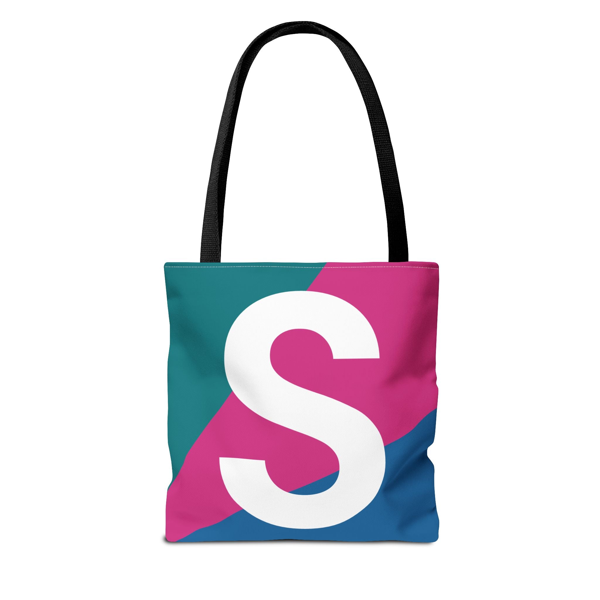 Monogram 'S' Colorblock Tote Bag — Personalized Initial S Shoulder Tote