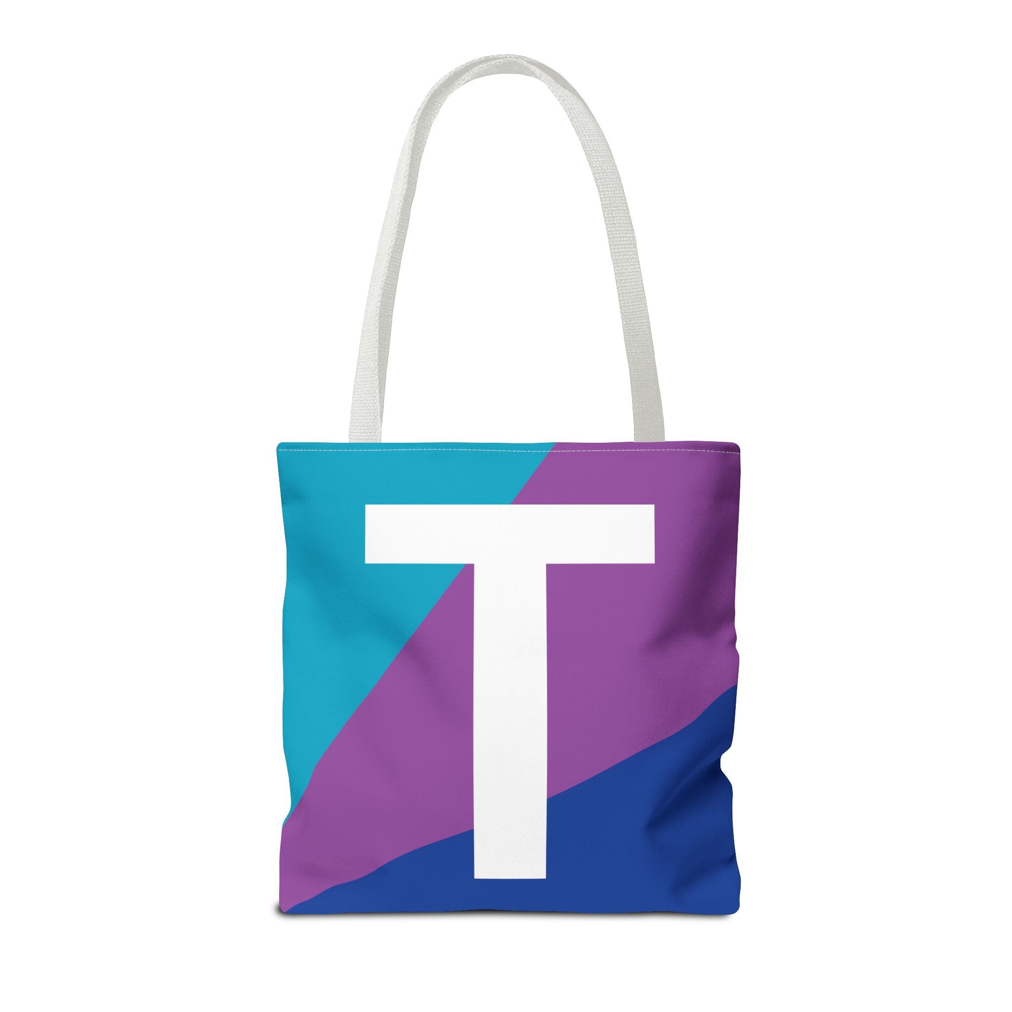 Monogram 'T' Colorblock Tote Bag — Personalized Initial T Shoulder Tote