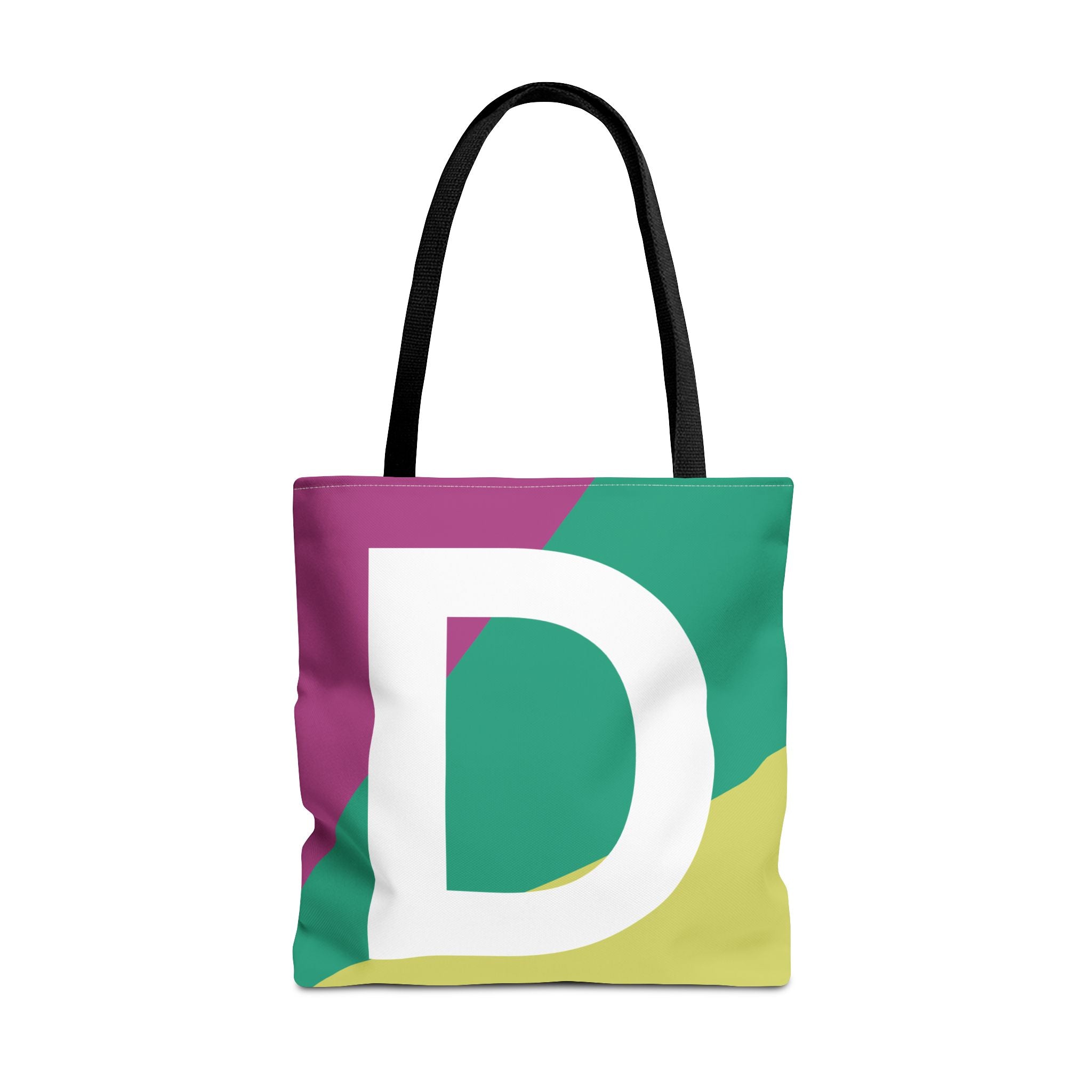 Monogram 'D' Colorblock Tote Bag — Personalized Initial D Shoulder Tote