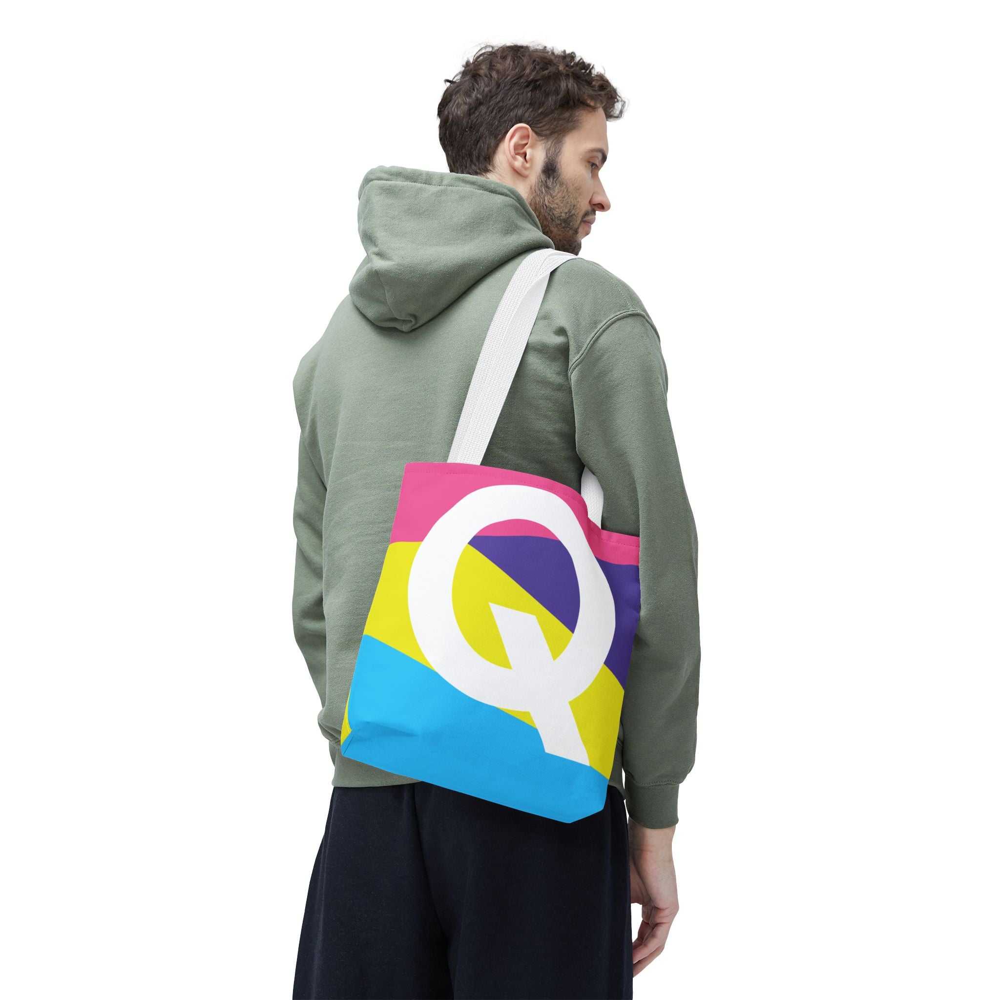Monogram 'Q' Colorblock Tote Bag — Personalized Initial Q Shoulder Tote
