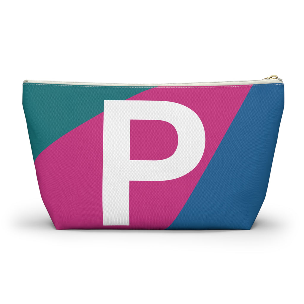 Initials Colorblock Accessory Pouch — Monogram P T-Bottom Cosmetic Bag