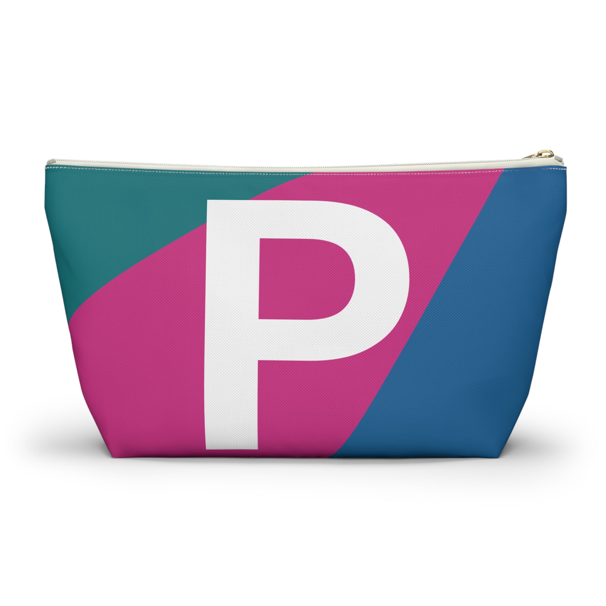 Initials Colorblock Accessory Pouch — Monogram P T-Bottom Cosmetic Bag