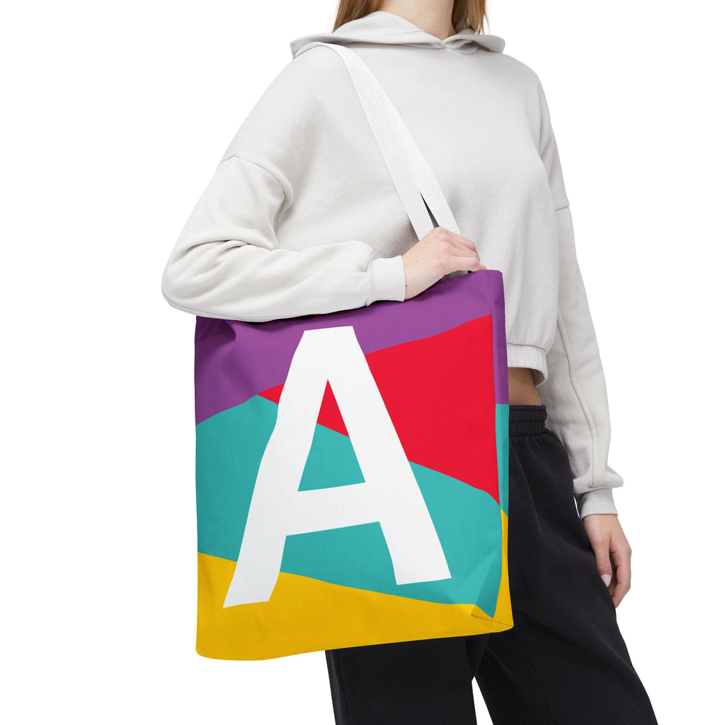Monogram 'A' Colorblock Tote Bag — Personalized Initial A Shoulder Tote