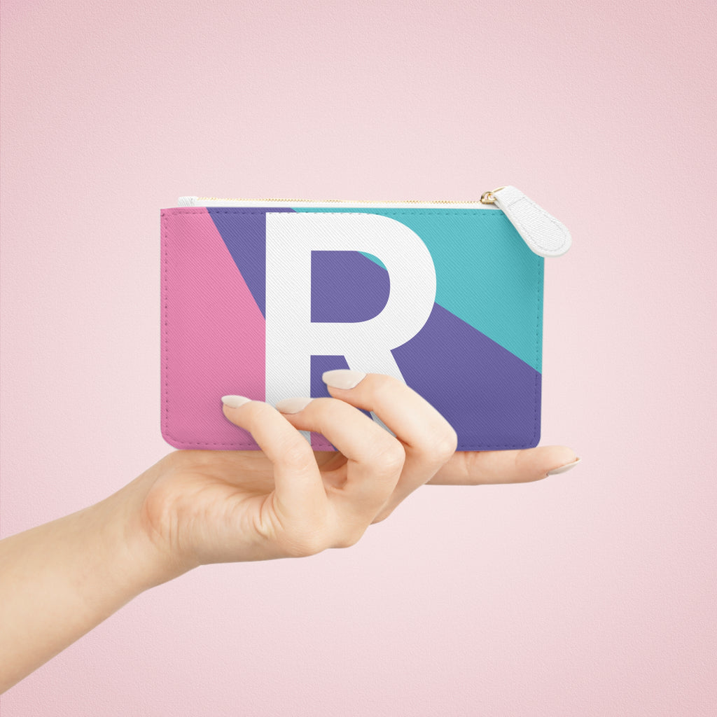 Initial R Mini Clutch — Colorblock Monogram Wristlet Wallet