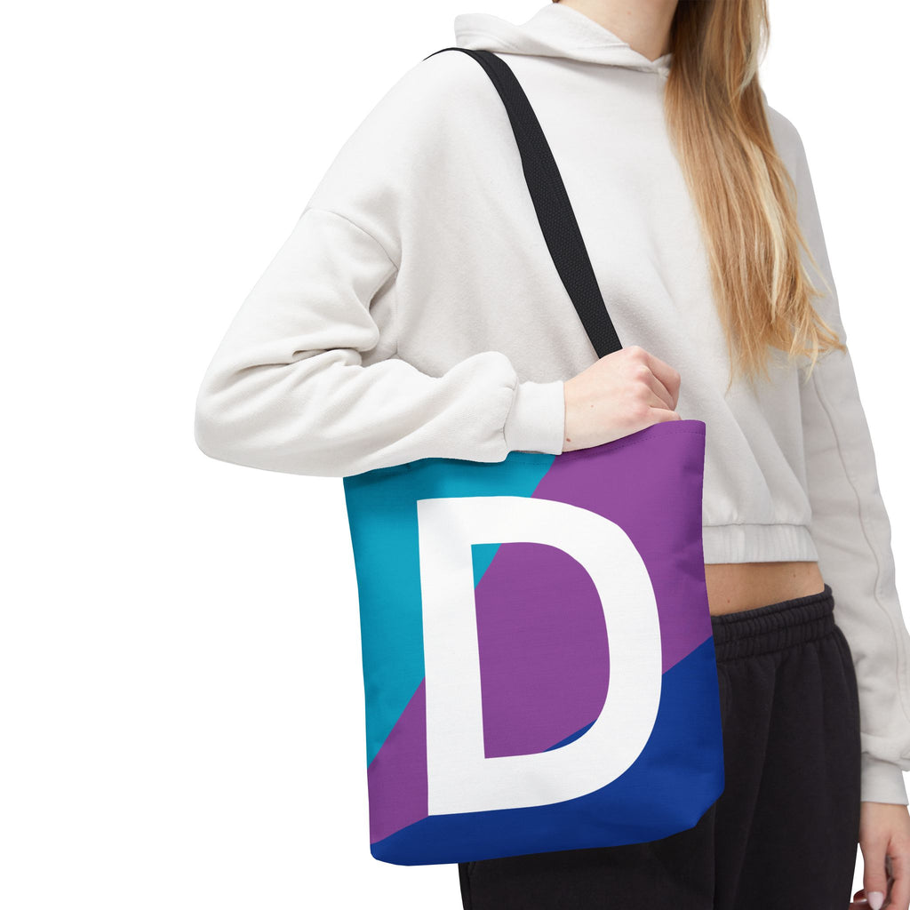 Monogram 'D' Colorblock Tote Bag — Personalized Initial D Shoulder Tote