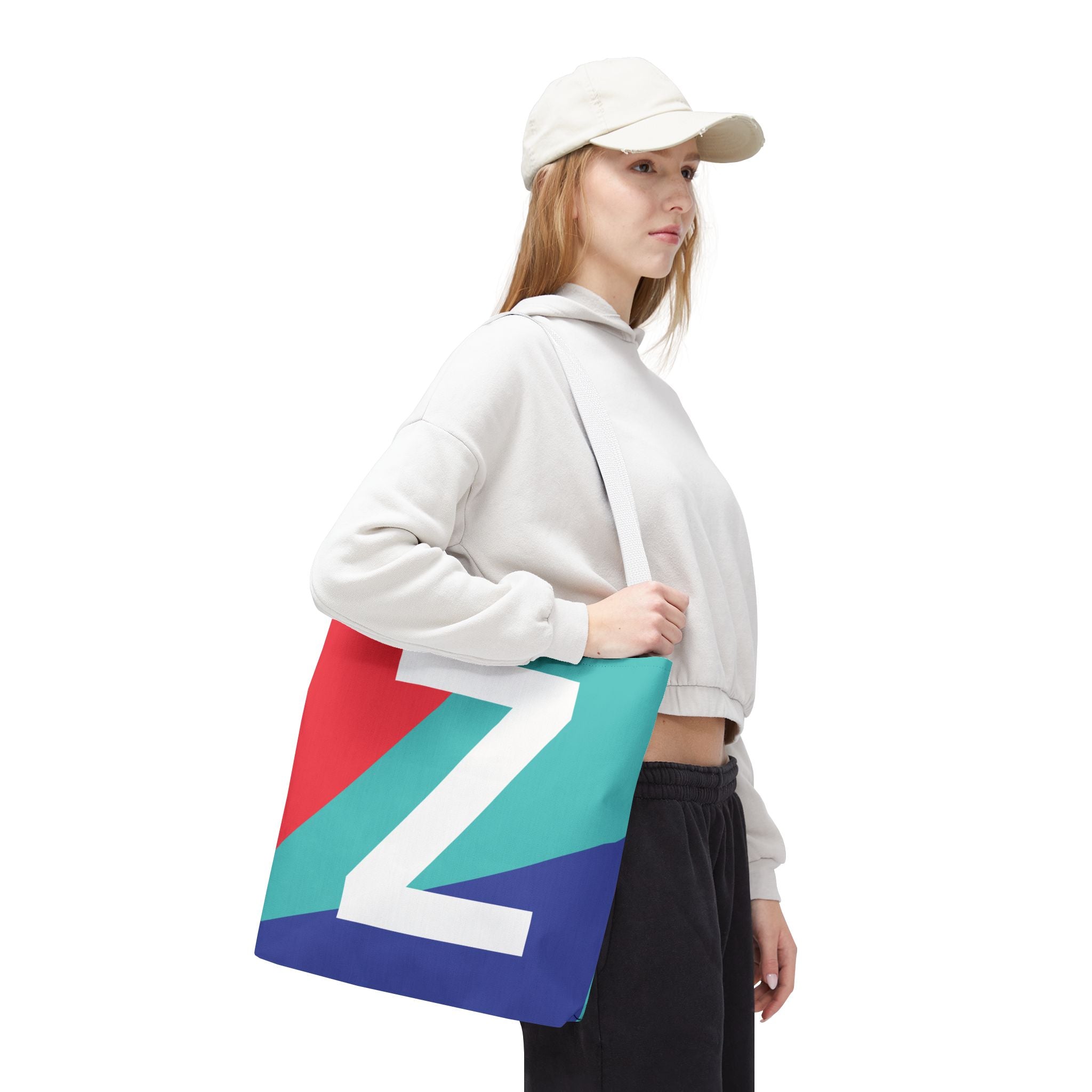 Monogram 'Z' Colorblock Tote Bag — Personalized Initial Z Shoulder Tote