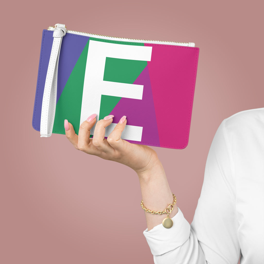 Monogram 'E' Colorblock Clutch Bag — Bold Geometric Wristlet for Everyday & Gifts