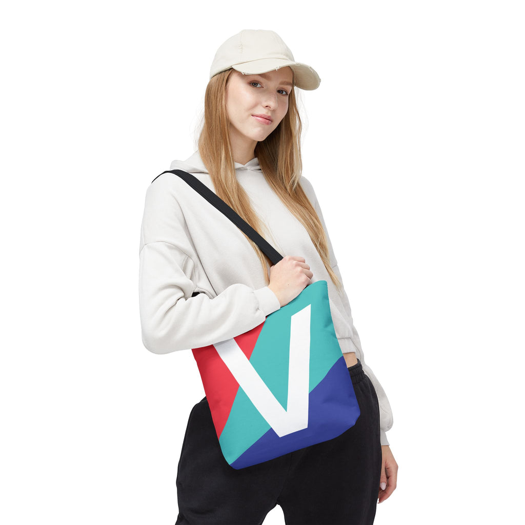 Monogram 'V' Colorblock Tote Bag — Personalized Initial V Shoulder Tote