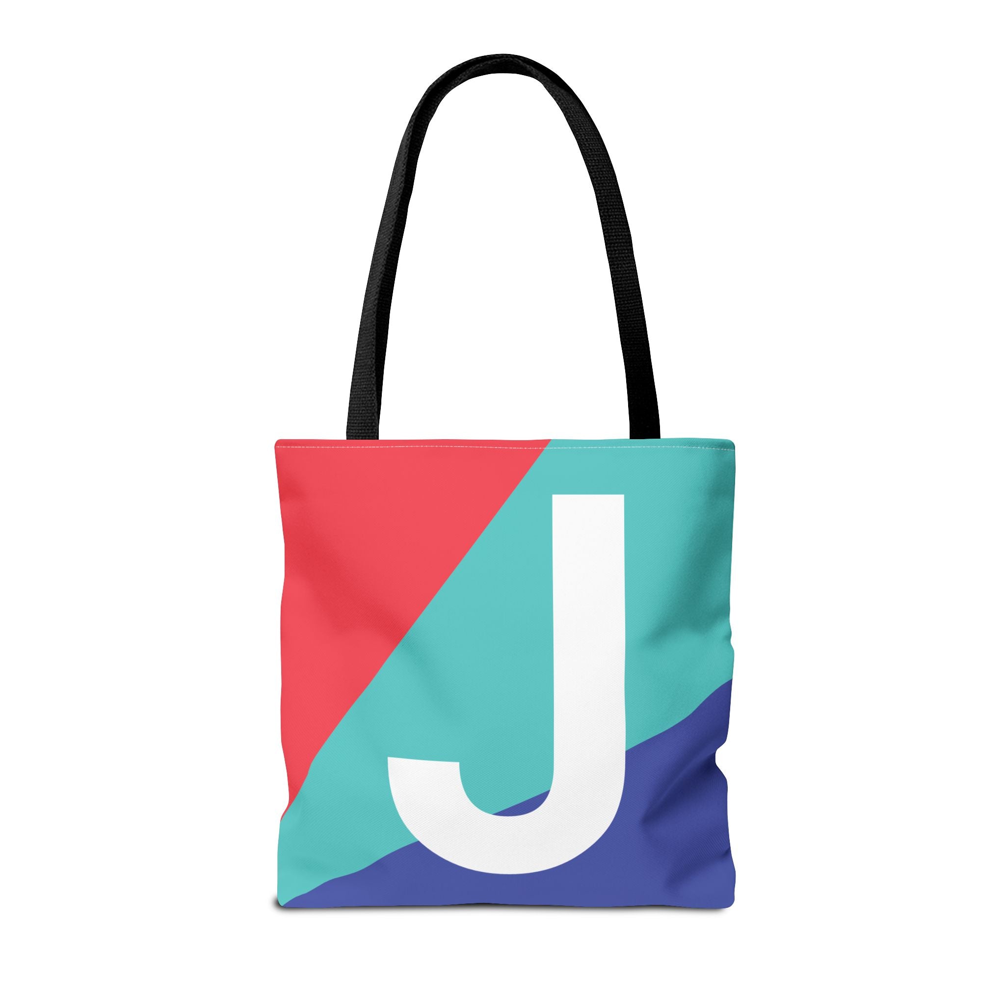 Monogram 'J' Colorblock Tote Bag — Personalized Initial J Shoulder Tote