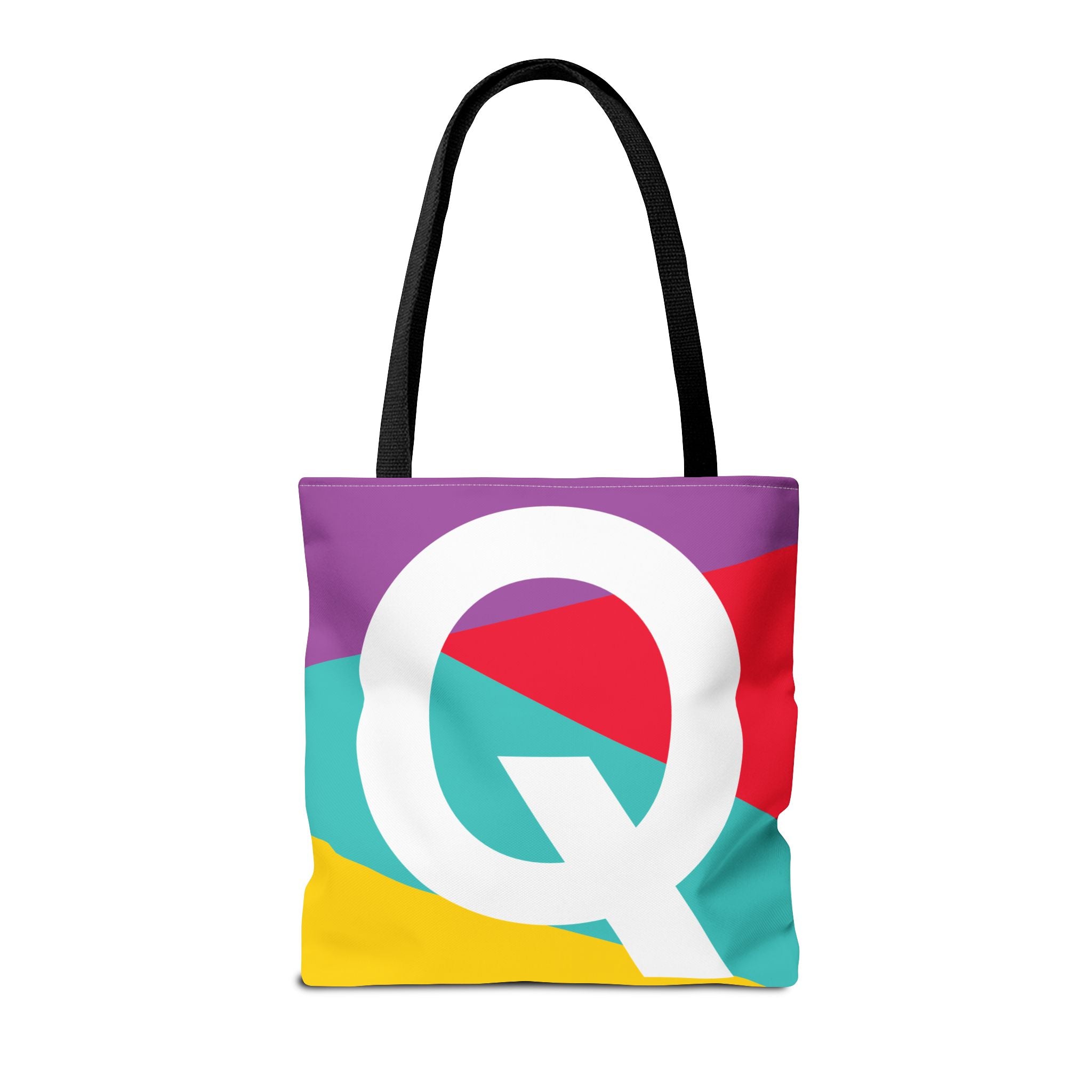 Monogram 'Q' Colorblock Tote Bag — Personalized Initial Q Shoulder Tote