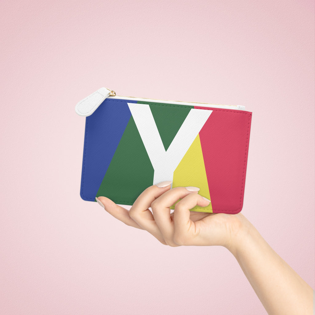 Initial Y Mini Clutch — Colorblock Monogram Wristlet Wallet