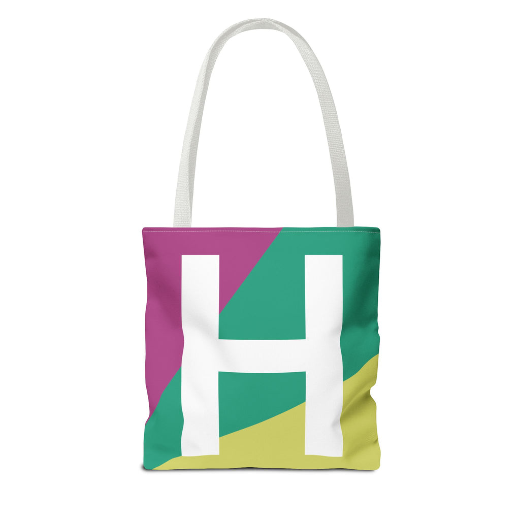 Monogram 'H' Colorblock Tote Bag — Personalized Initial H Shoulder Tote