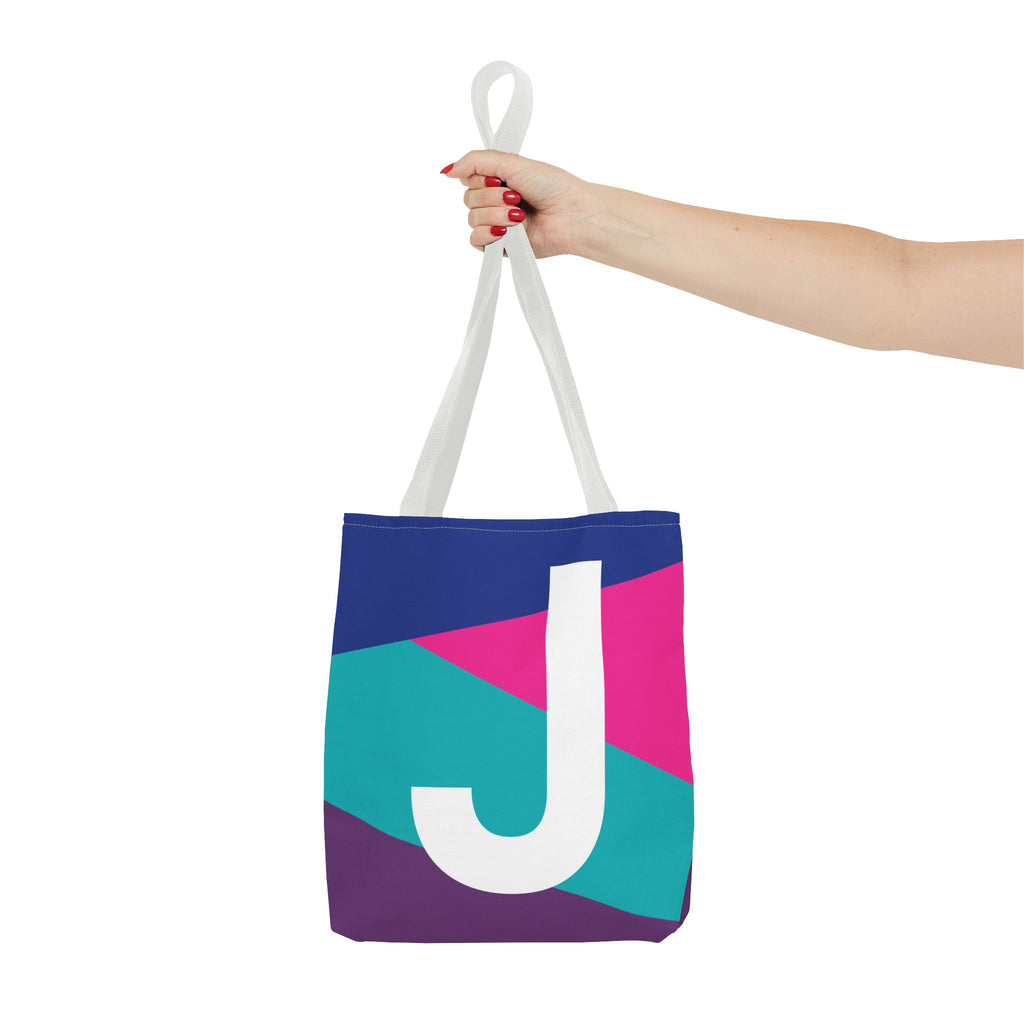 Monogram 'J' Colorblock Tote Bag — Personalized Initial J Shoulder Tote