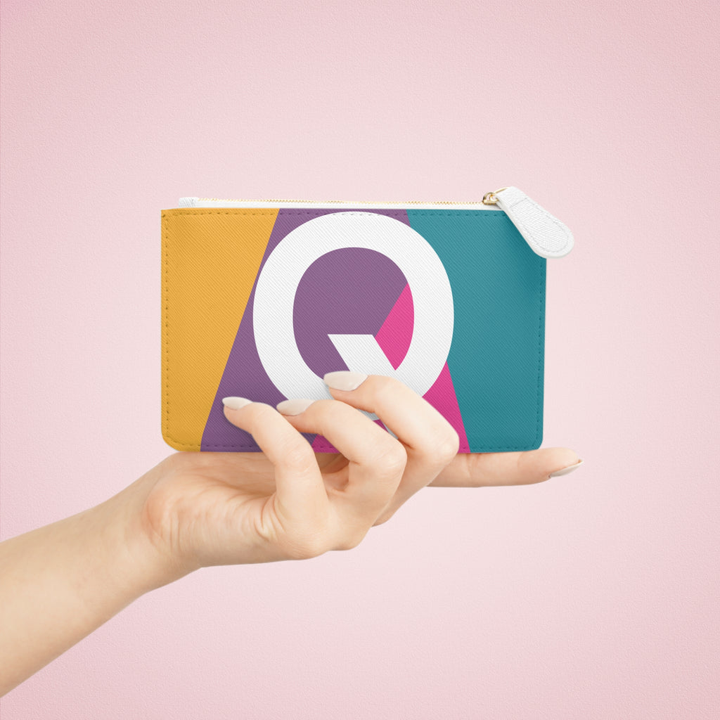 Initial Q Mini Clutch — Colorblock Monogram Wristlet Wallet