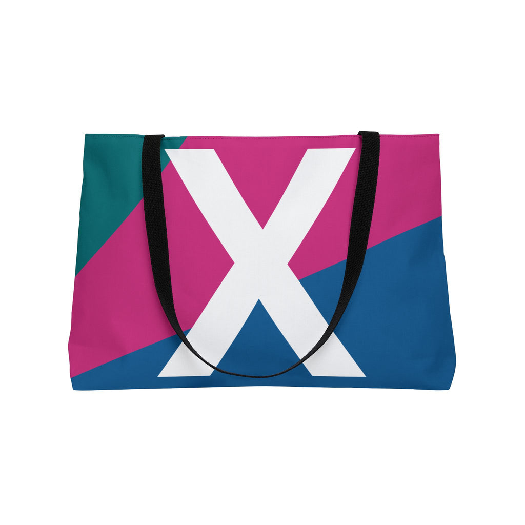 Personalized 'X' Colorblock Tote Bag — Monogram Weekender Tote