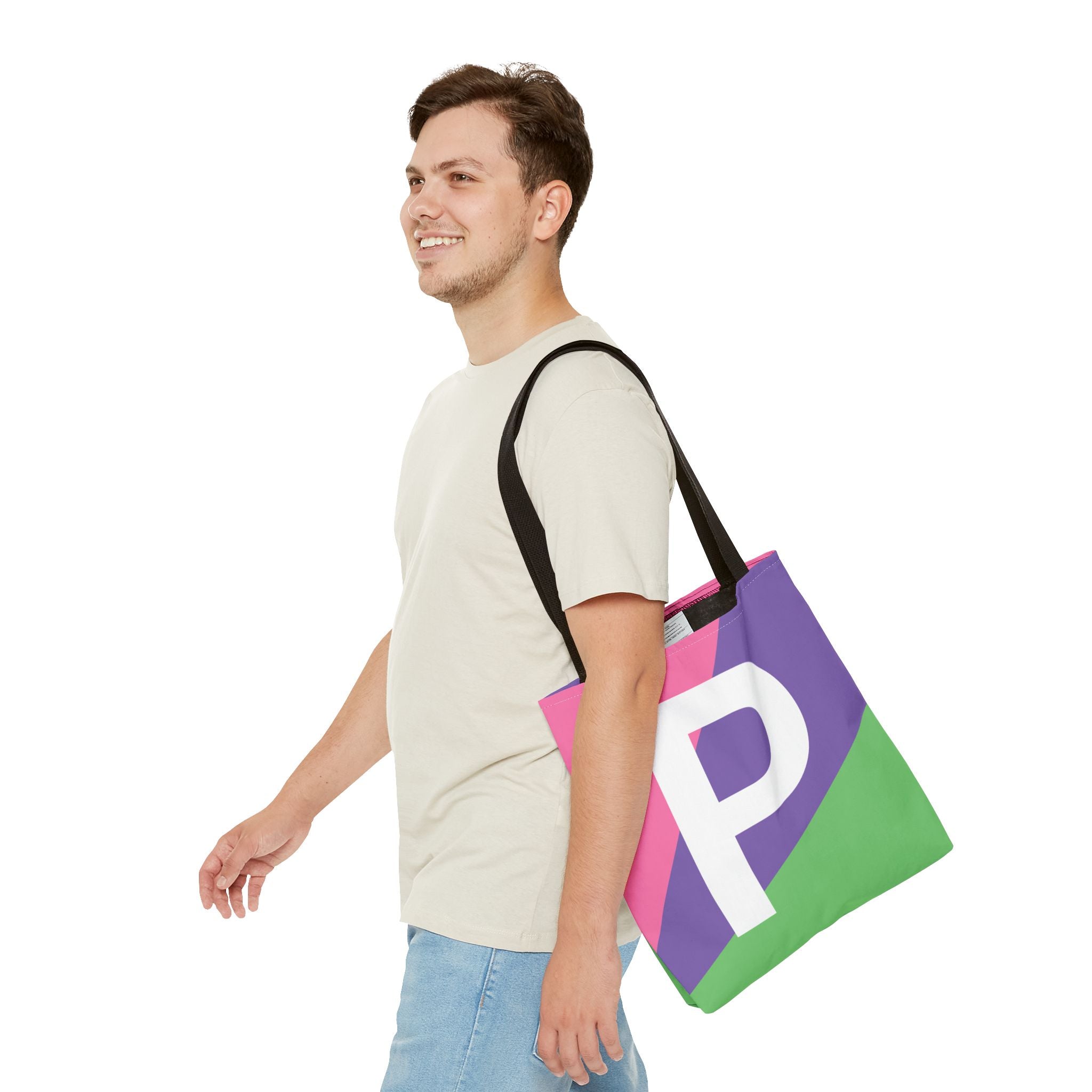 Monogram 'P' Colorblock Tote Bag — Personalized Initial P Shoulder Tote