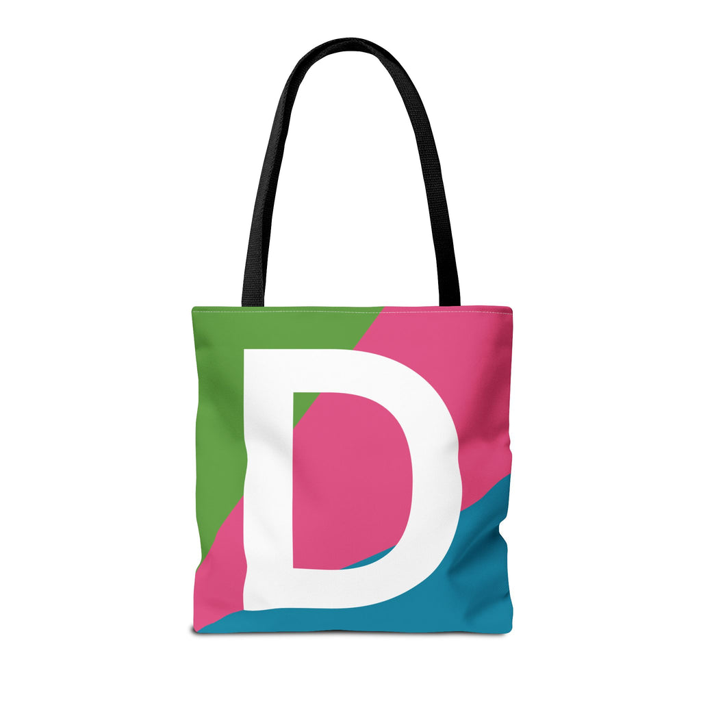 Monogram 'D' Colorblock Tote Bag — Personalized Initial D Shoulder Tote