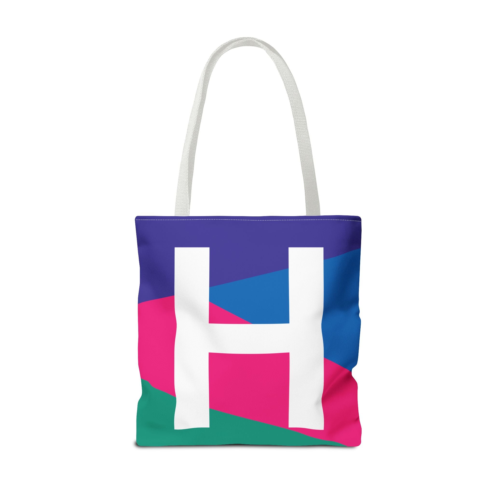 Monogram 'H' Colorblock Tote Bag — Personalized Initial H Shoulder Tote