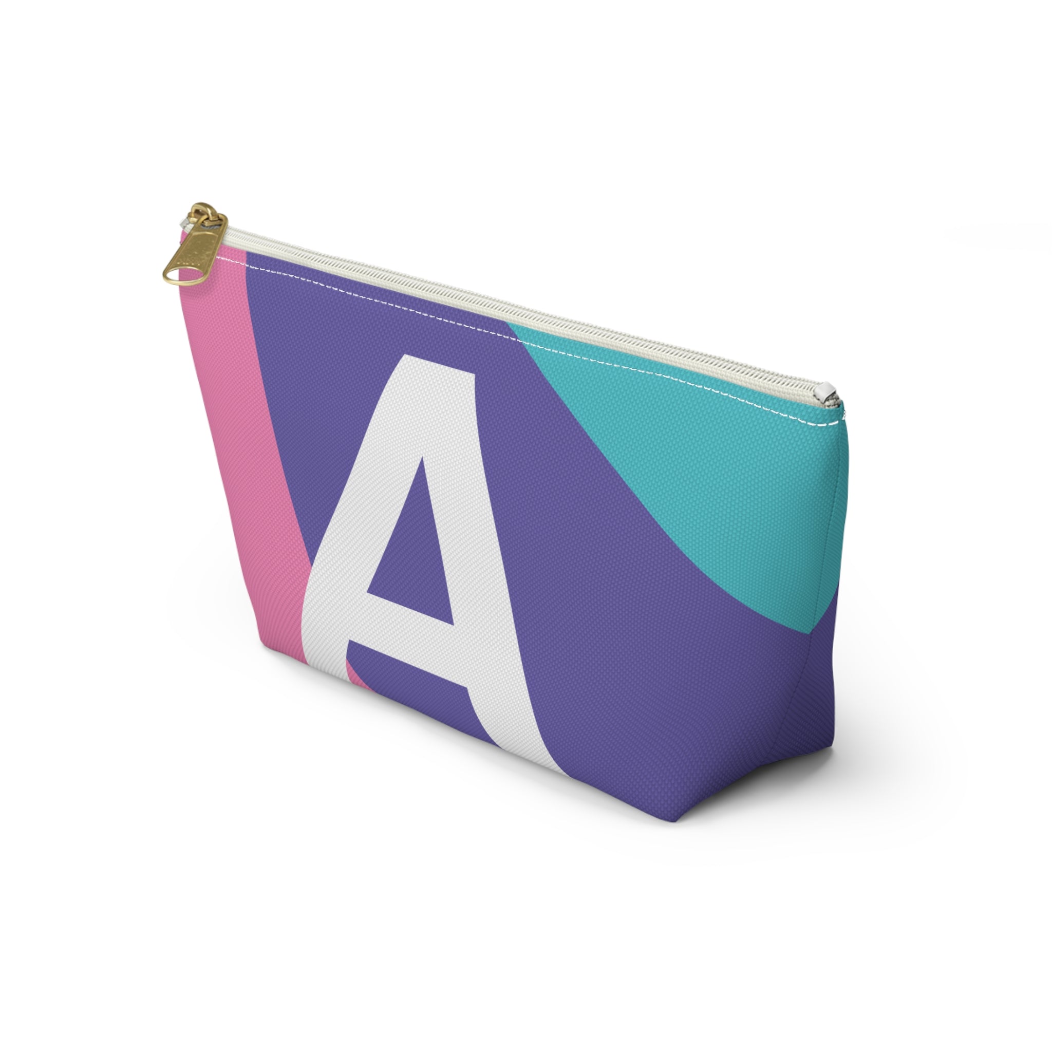 Initials Colorblock Accessory Pouch — Monogram A T-Bottom Cosmetic Bag